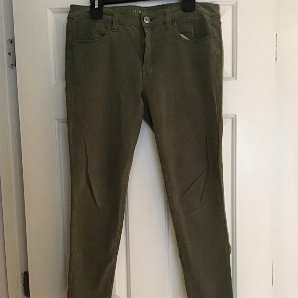 American Eagle 360 Super Stretch Jegging in dark green, size 12